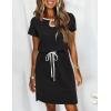 imageHOTOUCH Dresses for Women 2025 Summer Casual Beach Sundress Short Sleeve Shift Dress O Neck TShirt Dress with PocketsBlack