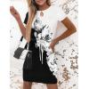 imageHOTOUCH Dresses for Women 2025 Summer Casual Beach Sundress Short Sleeve Shift Dress O Neck TShirt Dress with PocketsFloral 01
