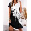 imageHOTOUCH Dresses for Women 2025 Summer Casual Beach Sundress Short Sleeve Shift Dress O Neck TShirt Dress with PocketsFloral 01