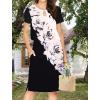 imageHOTOUCH Dresses for Women 2025 Summer Casual Beach Sundress Short Sleeve Shift Dress O Neck TShirt Dress with PocketsFloral 01