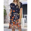 imageHOTOUCH Dresses for Women 2025 Summer Casual Beach Sundress Short Sleeve Shift Dress O Neck TShirt Dress with PocketsFloral 02