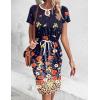imageHOTOUCH Dresses for Women 2025 Summer Casual Beach Sundress Short Sleeve Shift Dress O Neck TShirt Dress with PocketsFloral 02