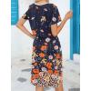 imageHOTOUCH Dresses for Women 2025 Summer Casual Beach Sundress Short Sleeve Shift Dress O Neck TShirt Dress with PocketsFloral 02