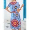 imageHOTOUCH Dresses for Women 2025 Summer Casual Beach Sundress Short Sleeve Shift Dress O Neck TShirt Dress with PocketsFloral 03