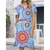imageHOTOUCH Dresses for Women 2025 Summer Casual Beach Sundress Short Sleeve Shift Dress O Neck TShirt Dress with PocketsFloral 03