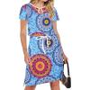 imageHOTOUCH Dresses for Women 2025 Summer Casual Beach Sundress Short Sleeve Shift Dress O Neck TShirt Dress with PocketsFloral 03