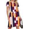 imageHOTOUCH Dresses for Women 2025 Summer Casual Beach Sundress Short Sleeve Shift Dress O Neck TShirt Dress with PocketsGeo 01