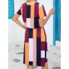 imageHOTOUCH Dresses for Women 2025 Summer Casual Beach Sundress Short Sleeve Shift Dress O Neck TShirt Dress with PocketsGeo 01