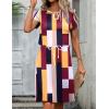 imageHOTOUCH Dresses for Women 2025 Summer Casual Beach Sundress Short Sleeve Shift Dress O Neck TShirt Dress with PocketsGeo 01