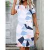 imageHOTOUCH Dresses for Women 2025 Summer Casual Beach Sundress Short Sleeve Shift Dress O Neck TShirt Dress with PocketsGeo 02