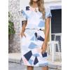 imageHOTOUCH Dresses for Women 2025 Summer Casual Beach Sundress Short Sleeve Shift Dress O Neck TShirt Dress with PocketsGeo 02
