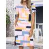 imageHOTOUCH Dresses for Women 2025 Summer Casual Beach Sundress Short Sleeve Shift Dress O Neck TShirt Dress with PocketsGeo 03