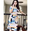 imageHOTOUCH Dresses for Women 2025 Summer Casual Beach Sundress Short Sleeve Shift Dress O Neck TShirt Dress with PocketsGeo 03