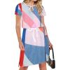 imageHOTOUCH Dresses for Women 2025 Summer Casual Beach Sundress Short Sleeve Shift Dress O Neck TShirt Dress with PocketsGeo 04