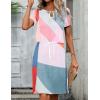 imageHOTOUCH Dresses for Women 2025 Summer Casual Beach Sundress Short Sleeve Shift Dress O Neck TShirt Dress with PocketsGeo 04