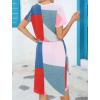 imageHOTOUCH Dresses for Women 2025 Summer Casual Beach Sundress Short Sleeve Shift Dress O Neck TShirt Dress with PocketsGeo 04