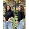 imageHOTOUCH Womens Basic Button Down Shirts 34 Sleeve Stretch Button Up Dress Shirt Slim Fit Waitress Work ShirtsBlack