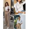 imageHOTOUCH Womens Basic Button Down Shirts 34 Sleeve Stretch Button Up Dress Shirt Slim Fit Waitress Work ShirtsWhite