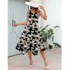 imageHOTOUCH Womens Casual Summer Dress Sleeveless Sundress Hankerchief Hem Midi Tank Dresses Beach Dress with PocketsLeaf Floral