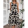 imageHOTOUCH Womens Casual Summer Dress Sleeveless Sundress Hankerchief Hem Midi Tank Dresses Beach Dress with PocketsLeaf Floral
