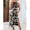 imageHOTOUCH Womens Casual Summer Dress Sleeveless Sundress Hankerchief Hem Midi Tank Dresses Beach Dress with PocketsLeaf Floral