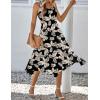 imageHOTOUCH Womens Casual Summer Dress Sleeveless Sundress Hankerchief Hem Midi Tank Dresses Beach Dress with PocketsLeaf Floral