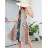 imageHOTOUCH Womens Casual Summer Dress Sleeveless Sundress Hankerchief Hem Midi Tank Dresses Beach Dress with PocketsStripe Floral