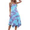 imageHOTOUCH Womens Casual Summer Dress Sleeveless Sundress Hankerchief Hem Midi Tank Dresses Beach Dress with PocketsTiedye