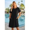 imageHOTOUCH Womens Summer Dress 2025 Short Sleeve ALine Mini Dress Casual Crew Neck Shift Dress Beach Sundress with Pockets01black