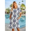 imageHOTOUCH Womens Summer Dress 2025 Short Sleeve ALine Mini Dress Casual Crew Neck Shift Dress Beach Sundress with PocketsBlue Floral
