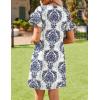 imageHOTOUCH Womens Summer Dress 2025 Short Sleeve ALine Mini Dress Casual Crew Neck Shift Dress Beach Sundress with PocketsBlue Floral