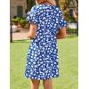 imageHOTOUCH Womens Summer Dress 2025 Short Sleeve ALine Mini Dress Casual Crew Neck Shift Dress Beach Sundress with PocketsBlue White Floral