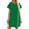 imageHOTOUCH Womens Summer Dress 2025 Short Sleeve ALine Mini Dress Casual Crew Neck Shift Dress Beach Sundress with PocketsGreen