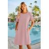 imageHOTOUCH Womens Summer Dress 2025 Short Sleeve ALine Mini Dress Casual Crew Neck Shift Dress Beach Sundress with PocketsLight Pink
