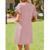 imageHOTOUCH Womens Summer Dress 2025 Short Sleeve ALine Mini Dress Casual Crew Neck Shift Dress Beach Sundress with PocketsLight Pink