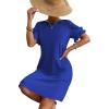 imageHOTOUCH Womens Summer Dress 2025 Short Sleeve ALine Mini Dress Casual Crew Neck Shift Dress Beach Sundress with PocketsSky Blue