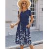 imageHOTOUCH Womens Summer Short Sleeve ALine Midi Dresses Casual Floral TShirt Dress Flowy Beach Sundress with Pockets01navy Blue Floral