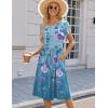 imageHOTOUCH Womens Summer Short Sleeve ALine Midi Dresses Casual Floral TShirt Dress Flowy Beach Sundress with PocketsBlue Purple Floral