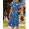 imageHOTOUCH Womens Summer Short Sleeve ALine Midi Dresses Casual Floral TShirt Dress Flowy Beach Sundress with PocketsBlue Yellow Floral