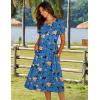 imageHOTOUCH Womens Summer Short Sleeve ALine Midi Dresses Casual Floral TShirt Dress Flowy Beach Sundress with PocketsBlue Yellow Floral