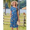 imageHOTOUCH Womens Summer Short Sleeve ALine Midi Dresses Casual Floral TShirt Dress Flowy Beach Sundress with PocketsBlue Yellow Floral