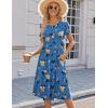 imageHOTOUCH Womens Summer Short Sleeve ALine Midi Dresses Casual Floral TShirt Dress Flowy Beach Sundress with PocketsBlue Yellow Floral