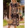 imageHOTOUCH Womens Summer Short Sleeve ALine Midi Dresses Casual Floral TShirt Dress Flowy Beach Sundress with PocketsBrown Floral