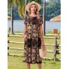 imageHOTOUCH Womens Summer Short Sleeve ALine Midi Dresses Casual Floral TShirt Dress Flowy Beach Sundress with PocketsBrown Floral