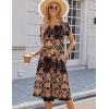imageHOTOUCH Womens Summer Short Sleeve ALine Midi Dresses Casual Floral TShirt Dress Flowy Beach Sundress with PocketsBrown Floral