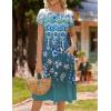 imageHOTOUCH Womens Summer Short Sleeve ALine Midi Dresses Casual Floral TShirt Dress Flowy Beach Sundress with PocketsEthnic Floral