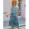 imageHOTOUCH Womens Summer Short Sleeve ALine Midi Dresses Casual Floral TShirt Dress Flowy Beach Sundress with PocketsEthnic Floral