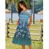 imageHOTOUCH Womens Summer Short Sleeve ALine Midi Dresses Casual Floral TShirt Dress Flowy Beach Sundress with PocketsEthnic Floral