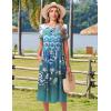 imageHOTOUCH Womens Summer Short Sleeve ALine Midi Dresses Casual Floral TShirt Dress Flowy Beach Sundress with PocketsEthnic Floral