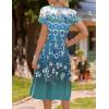 imageHOTOUCH Womens Summer Short Sleeve ALine Midi Dresses Casual Floral TShirt Dress Flowy Beach Sundress with PocketsEthnic Floral